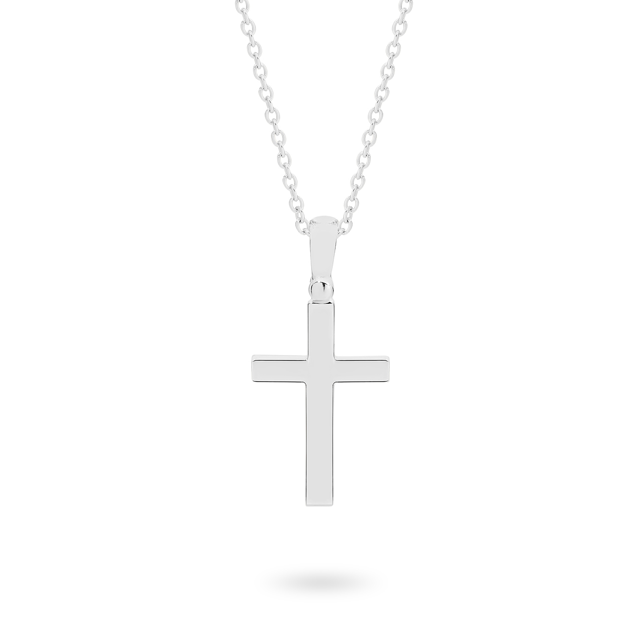 18K White Gold Plain Cross Pendant &#8211; Medium