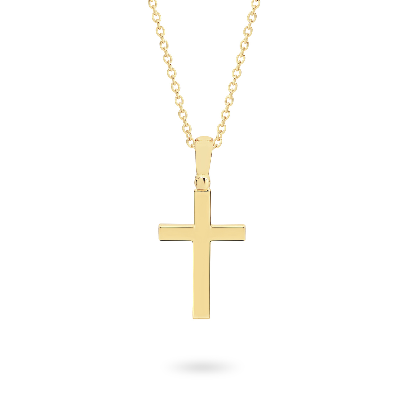 18K Yellow Gold Plain Cross Pendant - Medium