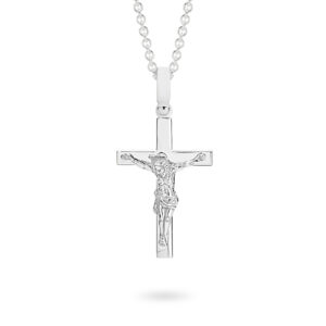 18K White Gold Polished Crucifix Pendant