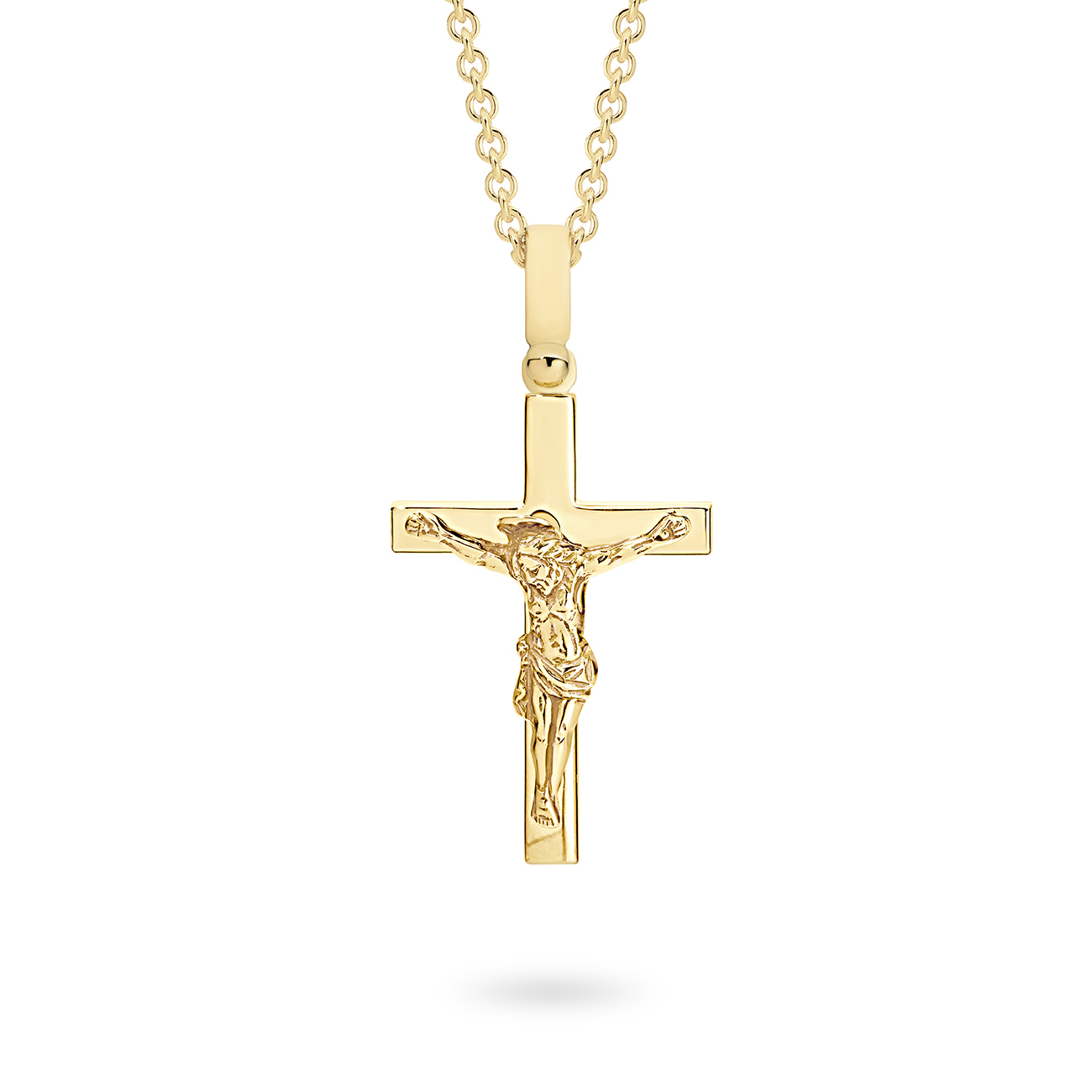 18K Yellow Gold Polished Crucifix Pendant