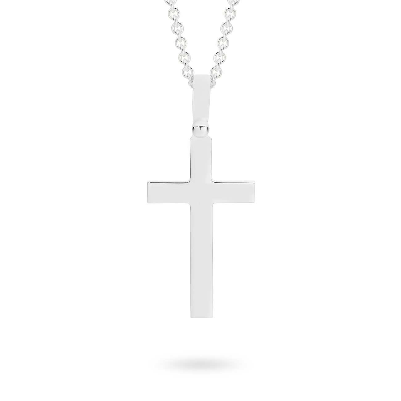 18K White Gold Plain Cross Pendant - Large