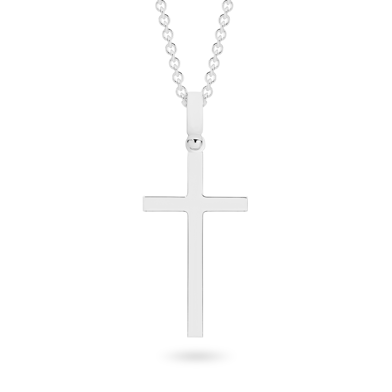 18K White Gold Plain Slim Cross Pendant