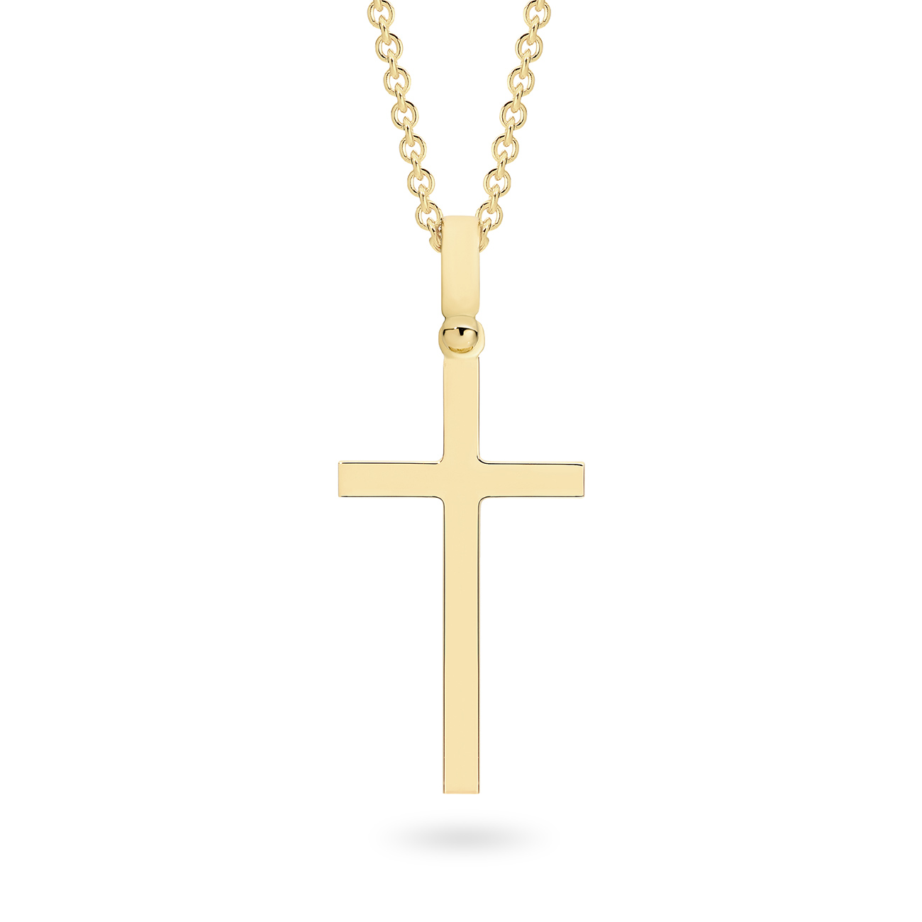 18K Yellow Gold Plain Slim Cross Pendant