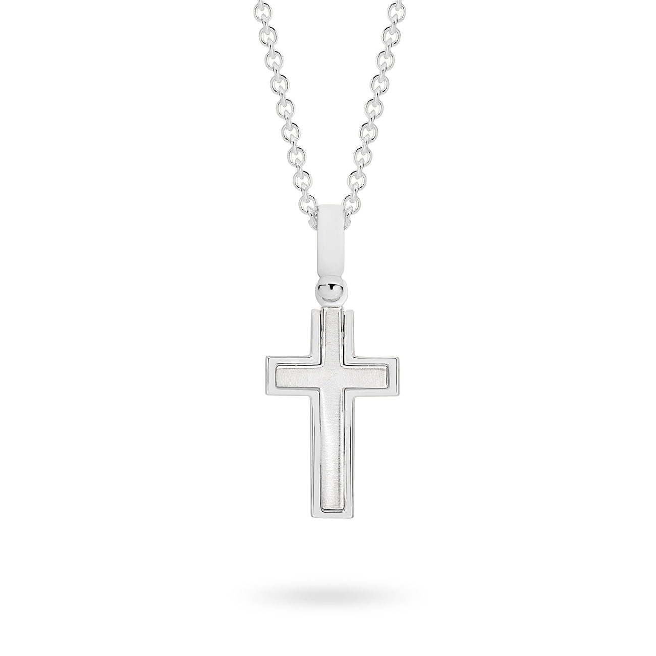 18K White Gold Concaved Fancy Cross Pendant