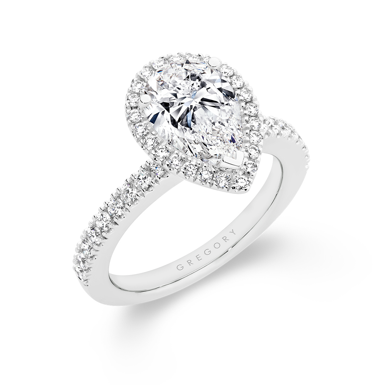 Pear Shape Halo Diamond Engagement Ring