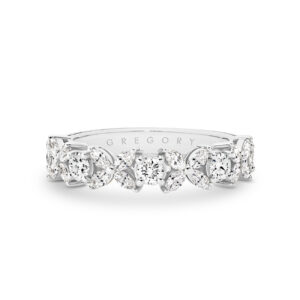 18K White Gold Marquise & Round Brilliant Diamond Petal Band