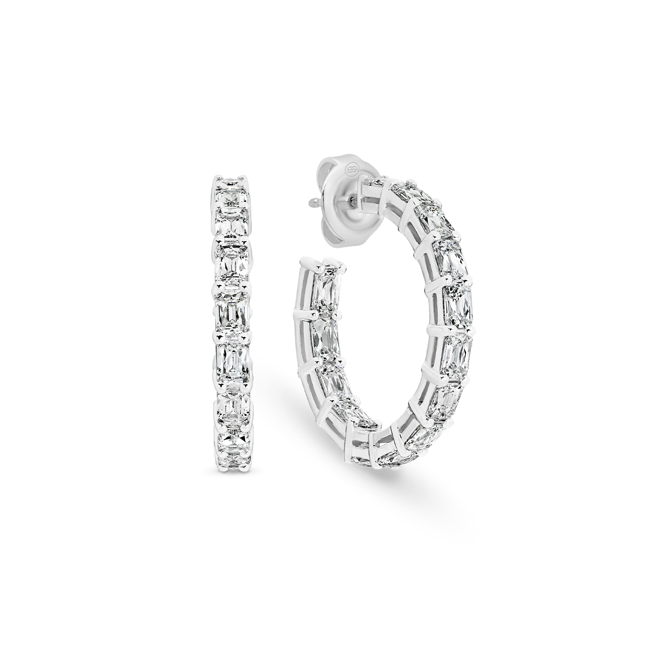 18K White Gold Tycoon Diamond Hoop Earrings