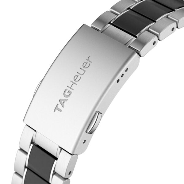 TAG Heuer Formula 1 CAZ1011.BA0843 43mm chronograph watch with grey dial, ceramic tachymeter bezel, and stainless steel bracelet