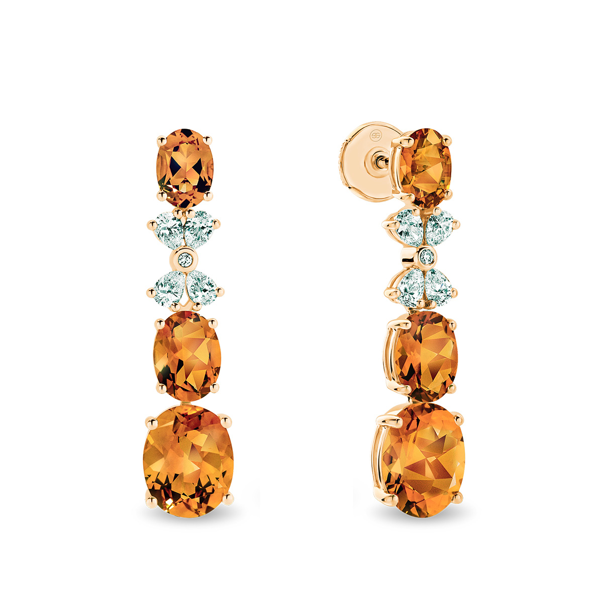 Citrine & Diamond Cocktail Drop Earrings