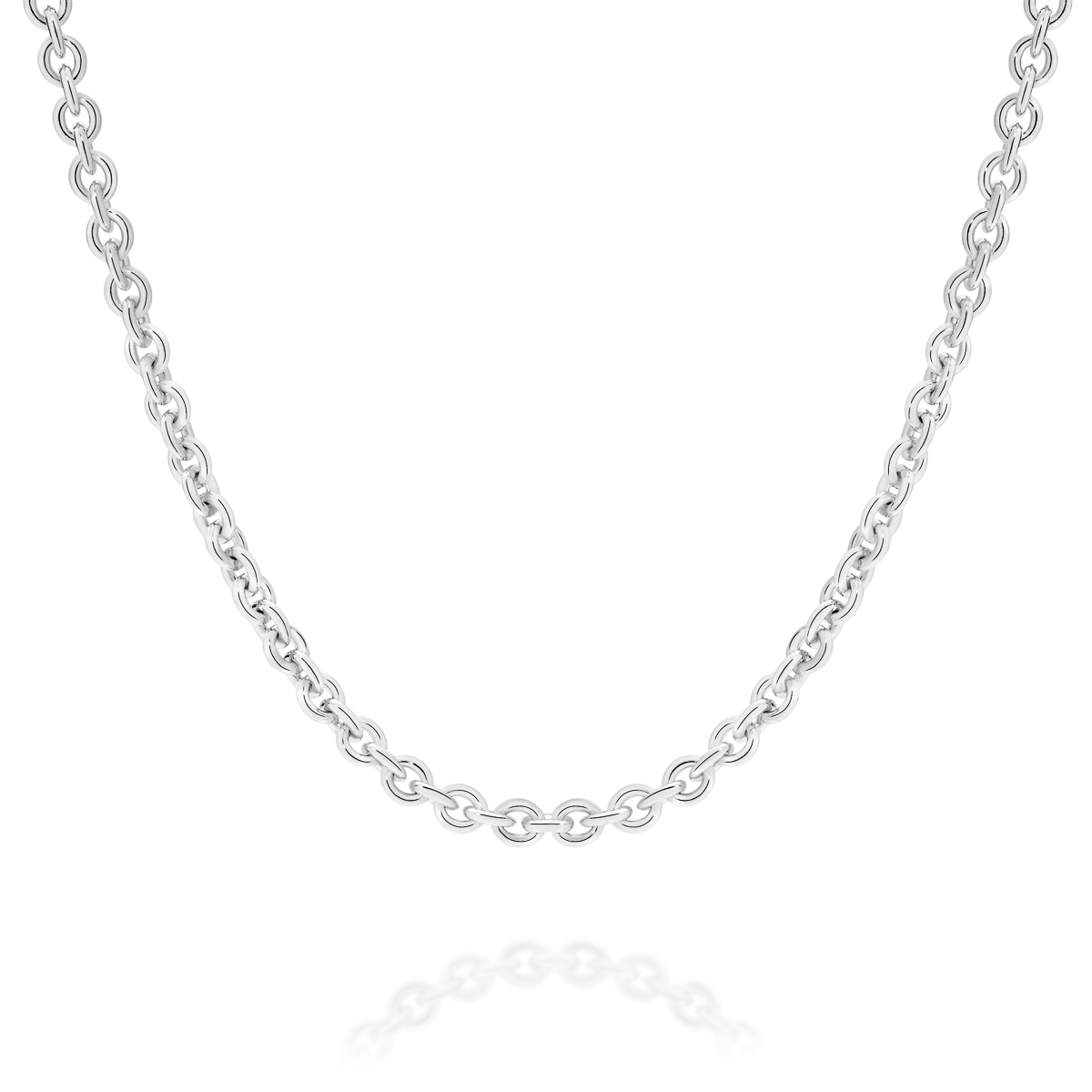 18K White Gold Oval Link Polished Finish Chain &#8211; Medium