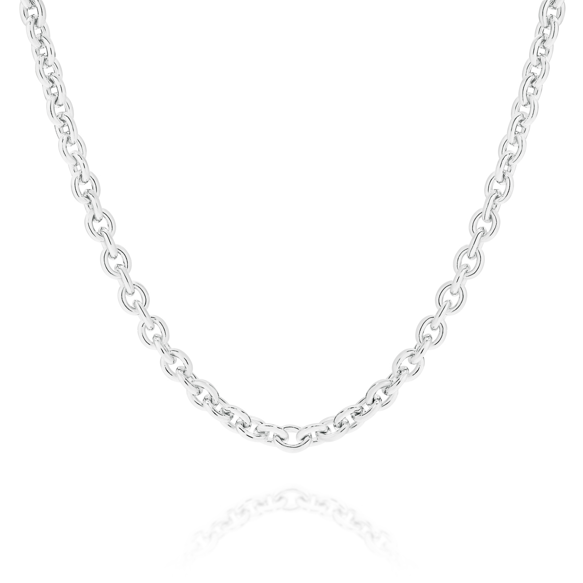 18K White Gold Oval Link Polished Finish Chain &#8211; Large