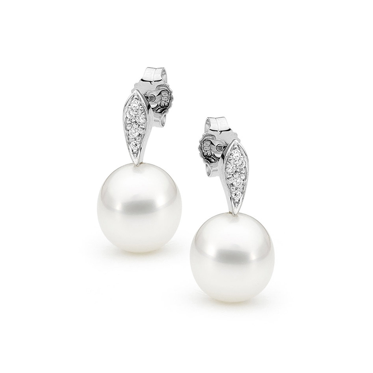 Allure South Sea Pearl &#038; Diamond Leaf Earrings