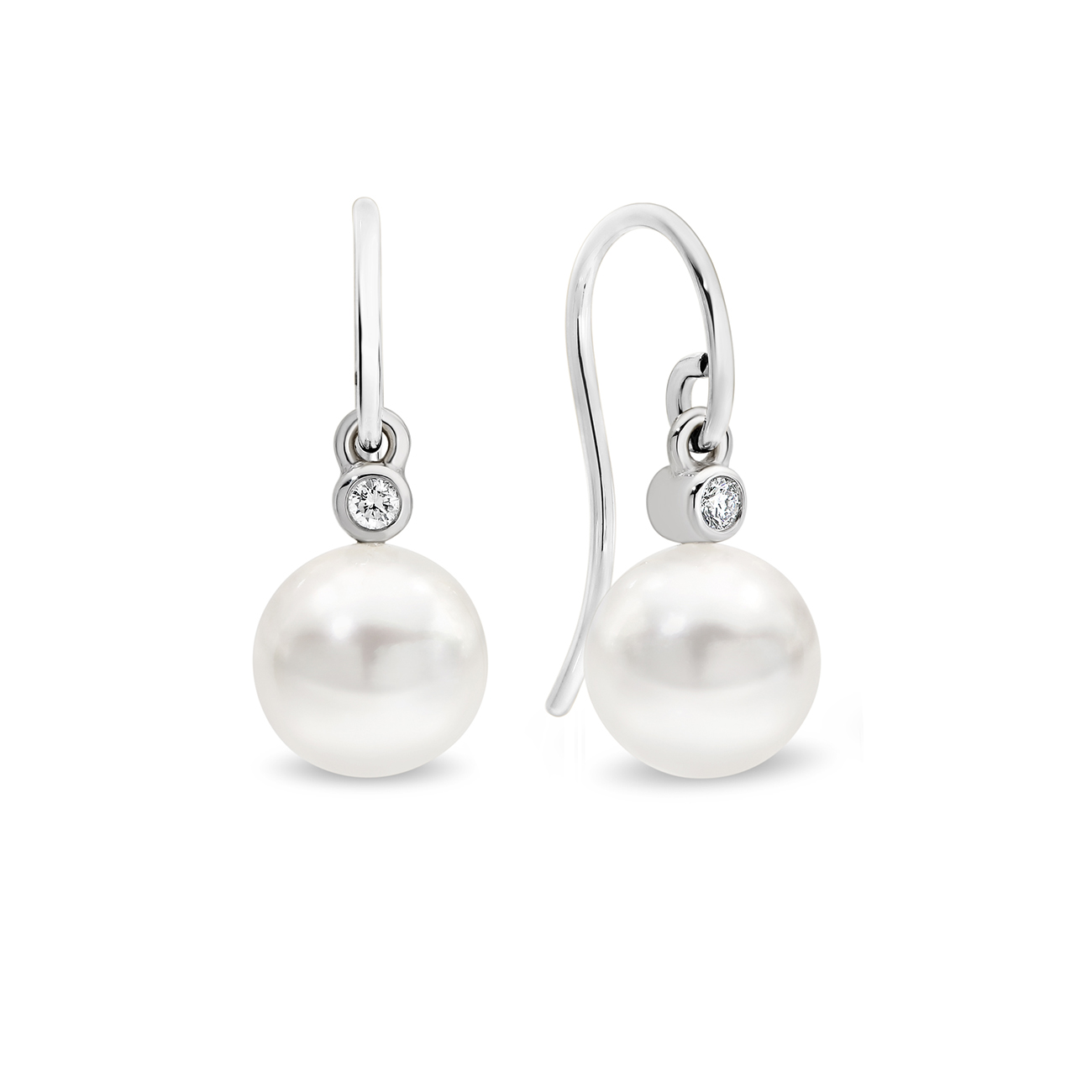 Allure South Sea Pearl French Hook Diamond Earrings