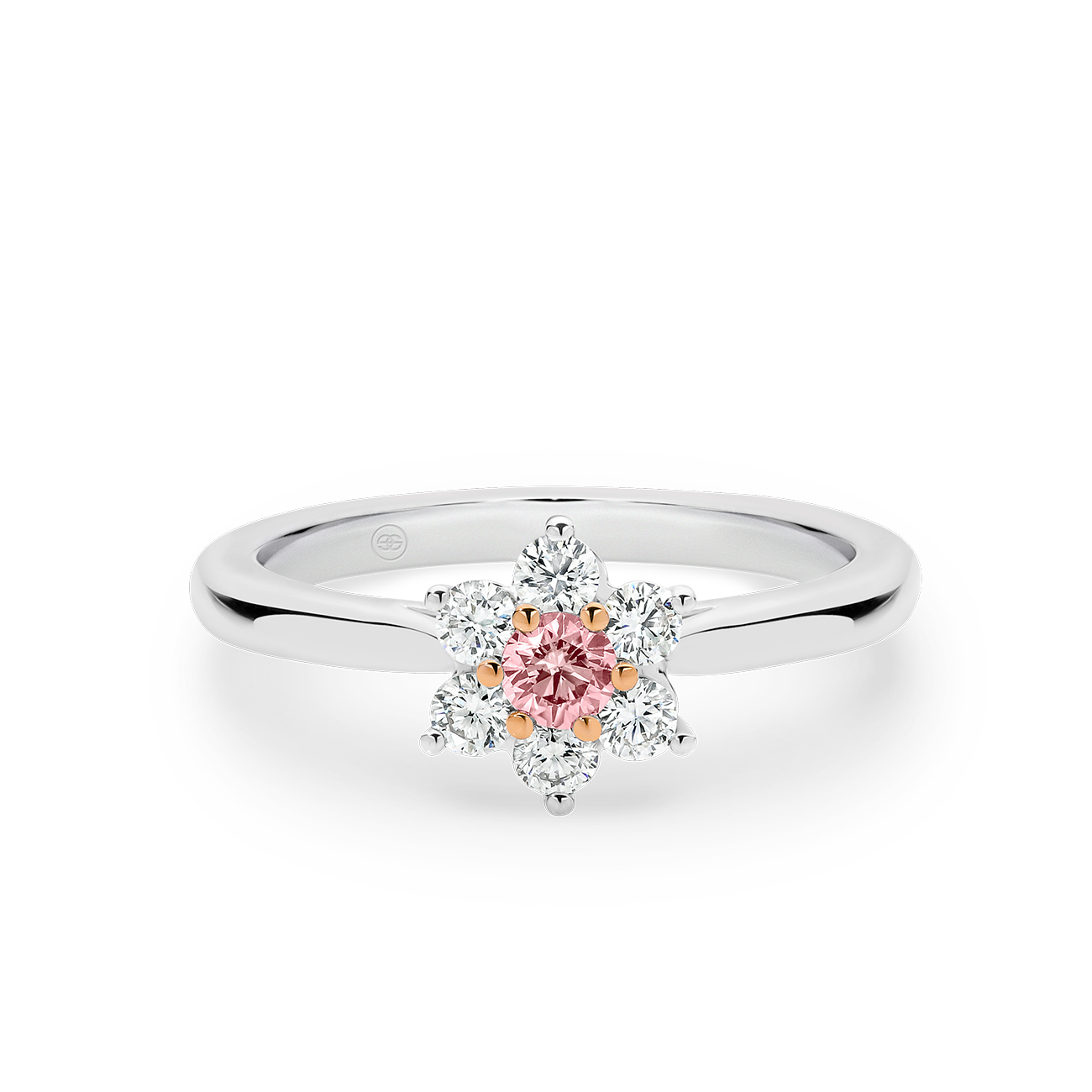 Natural Fancy Pink & White Diamond Cluster Ring