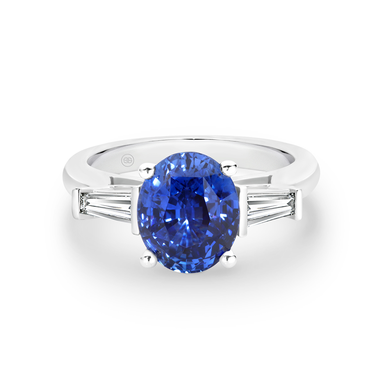 Oval Sapphire and Diamond Trilogy Ring