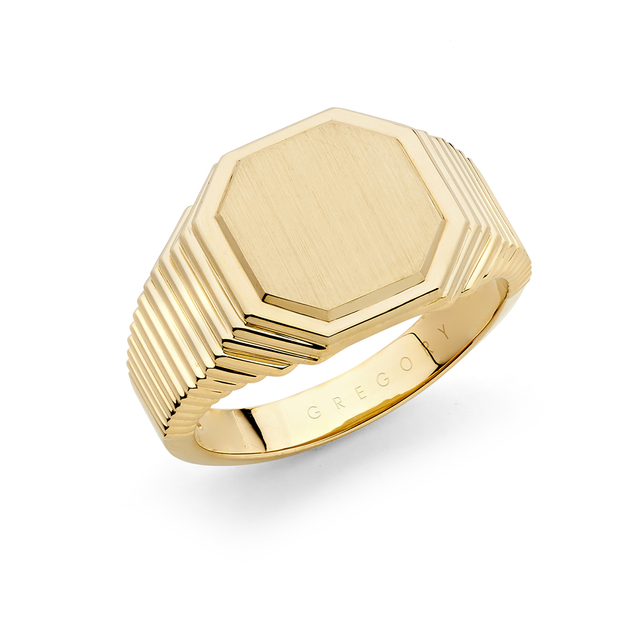 9K Yellow Gold Plain Octagon Signet Ring