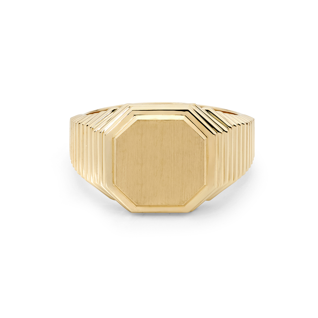 9K Yellow Gold Plain Octagon Signet Ring