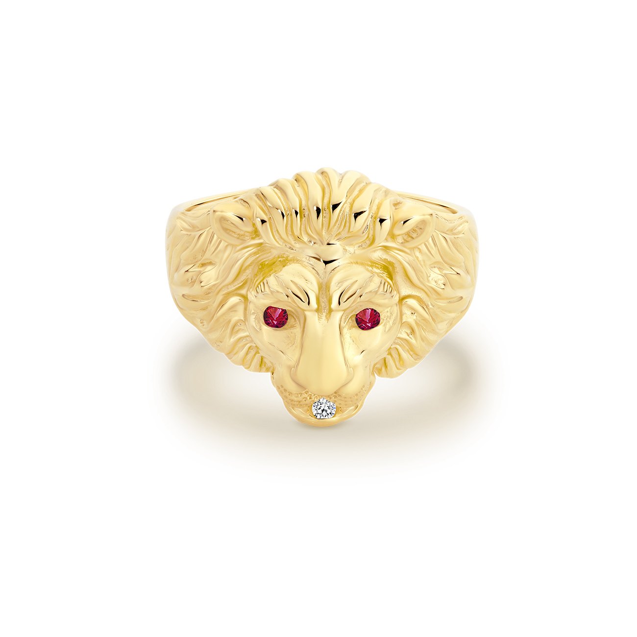 18K Yellow Gold Diamond Large Lion Ring