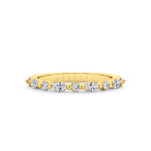 18K yellow gold diamond band with marquise and round brilliant claw-set diamonds