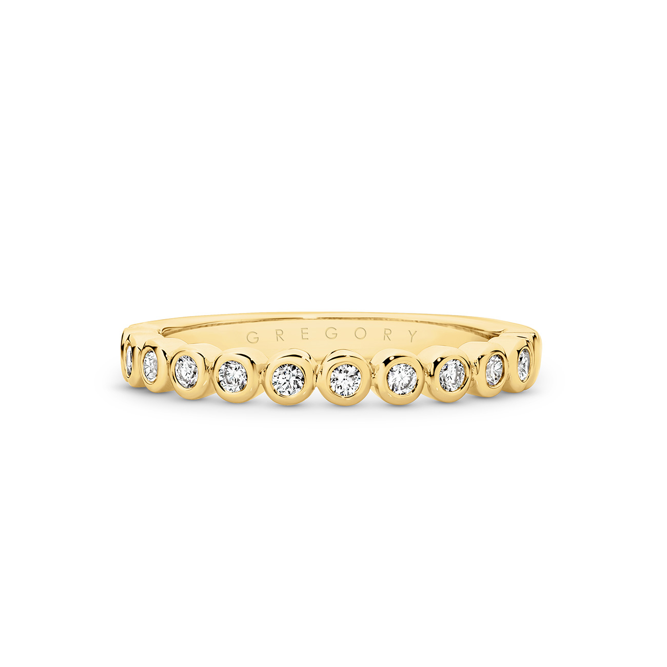 18K Yellow Gold Bezel Set Round Brilliant Diamond Band