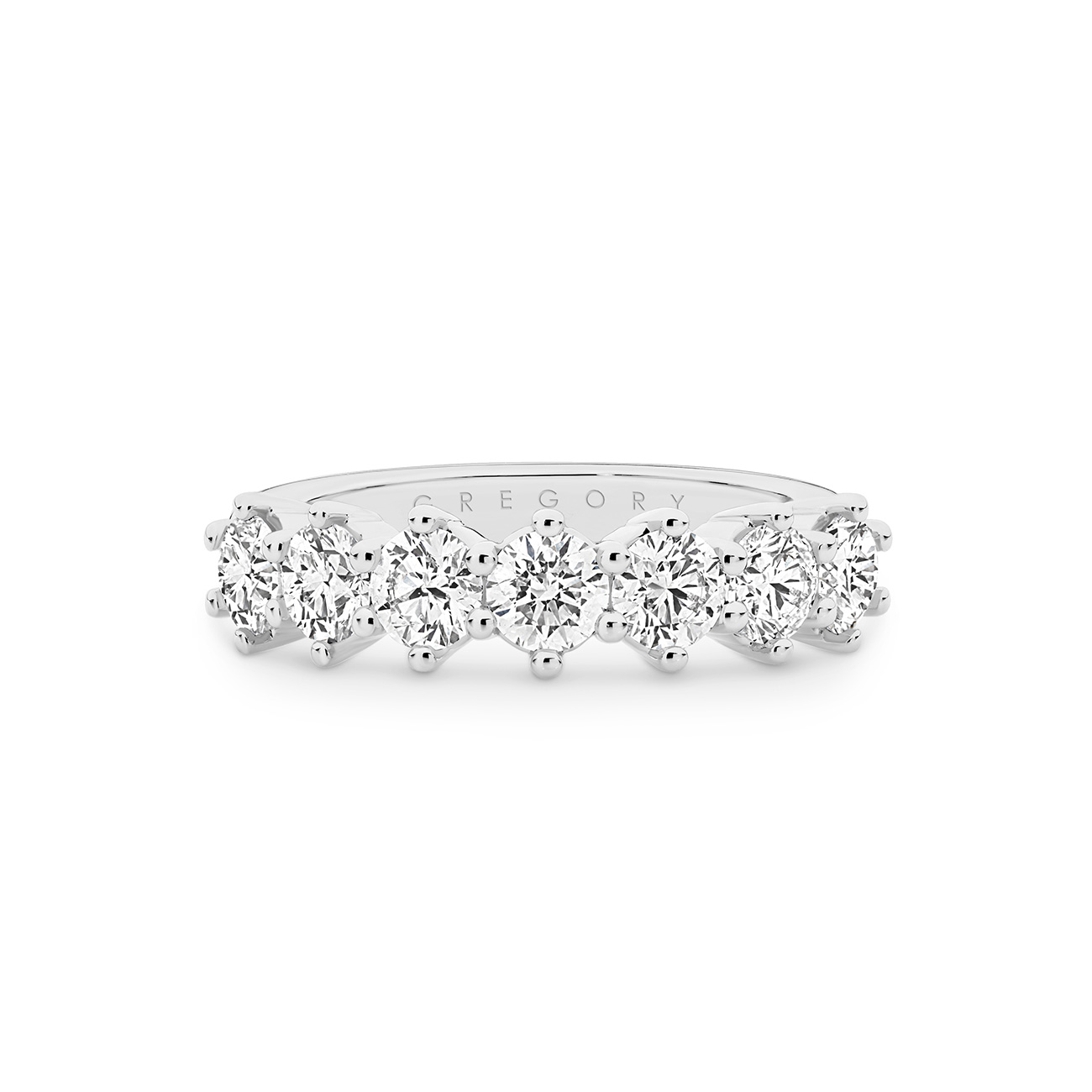 18K White Gold Six Claw Round Brilliant Diamond Band