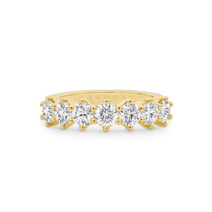 18K Yellow Gold Six Claw Round Brilliant Diamond Band