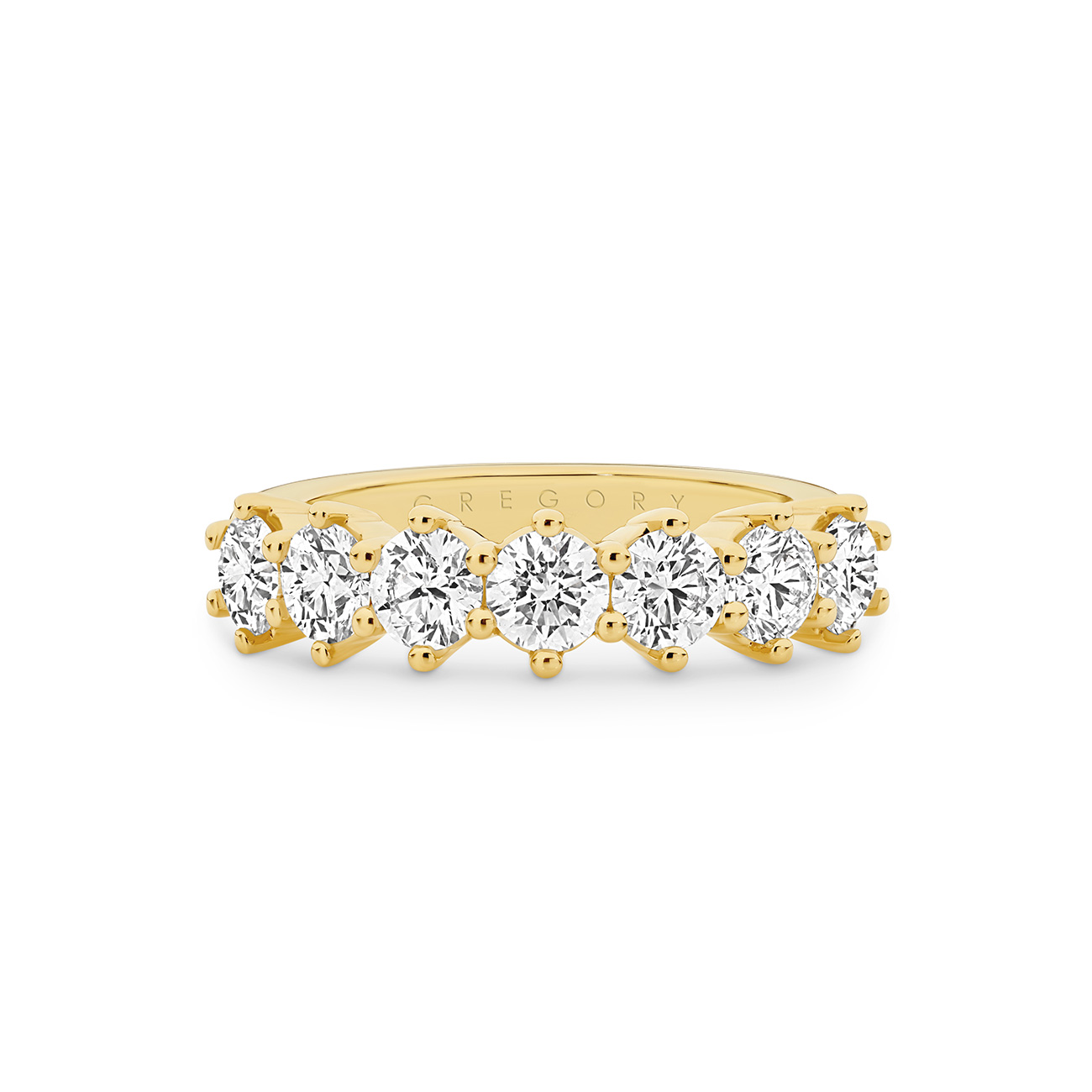 18K Yellow Gold Six Claw Round Brilliant Diamond Band