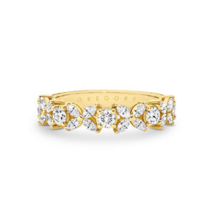 18K Yellow Gold Marquise & Round Brilliant Diamond Petal Band - B706-YG