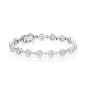 Diamond Cluster Bracelet In 18K White Gold 6.00ct