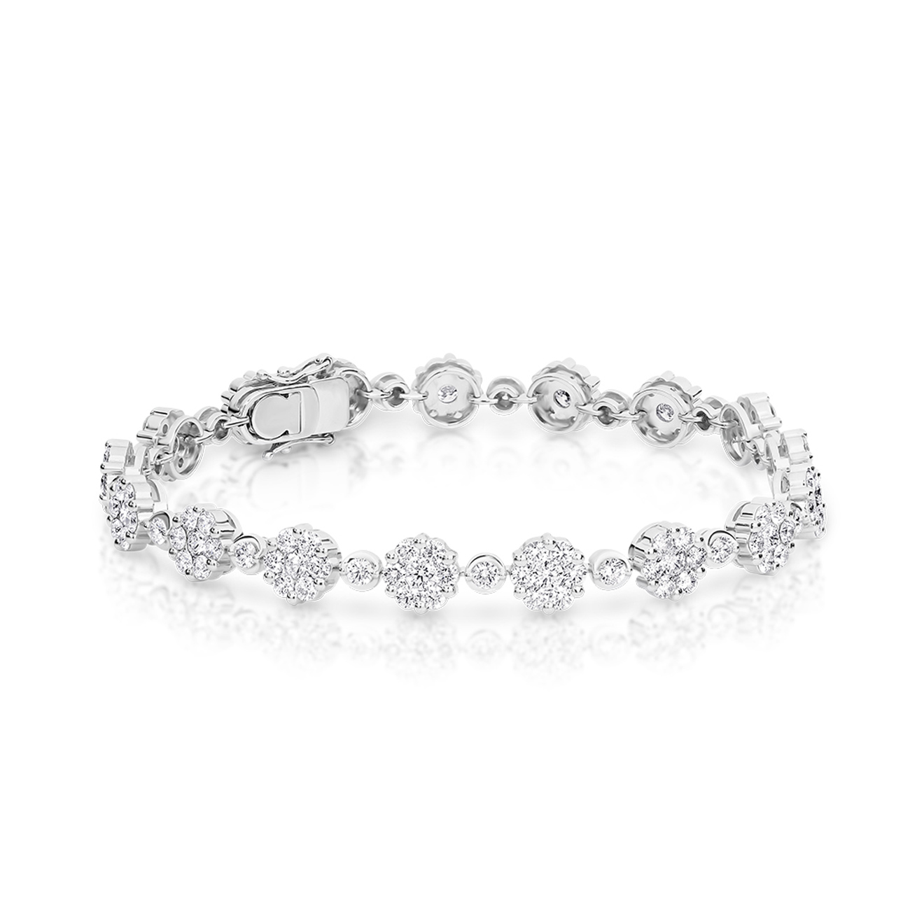 Cluster Diamond Bracelet In 18K White Gold 6.00ct TW