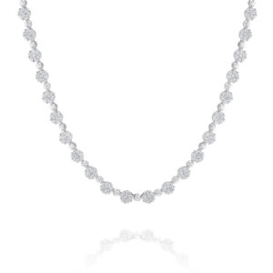 Diamond Cluster Necklace In 18K White Gold 5.00ct