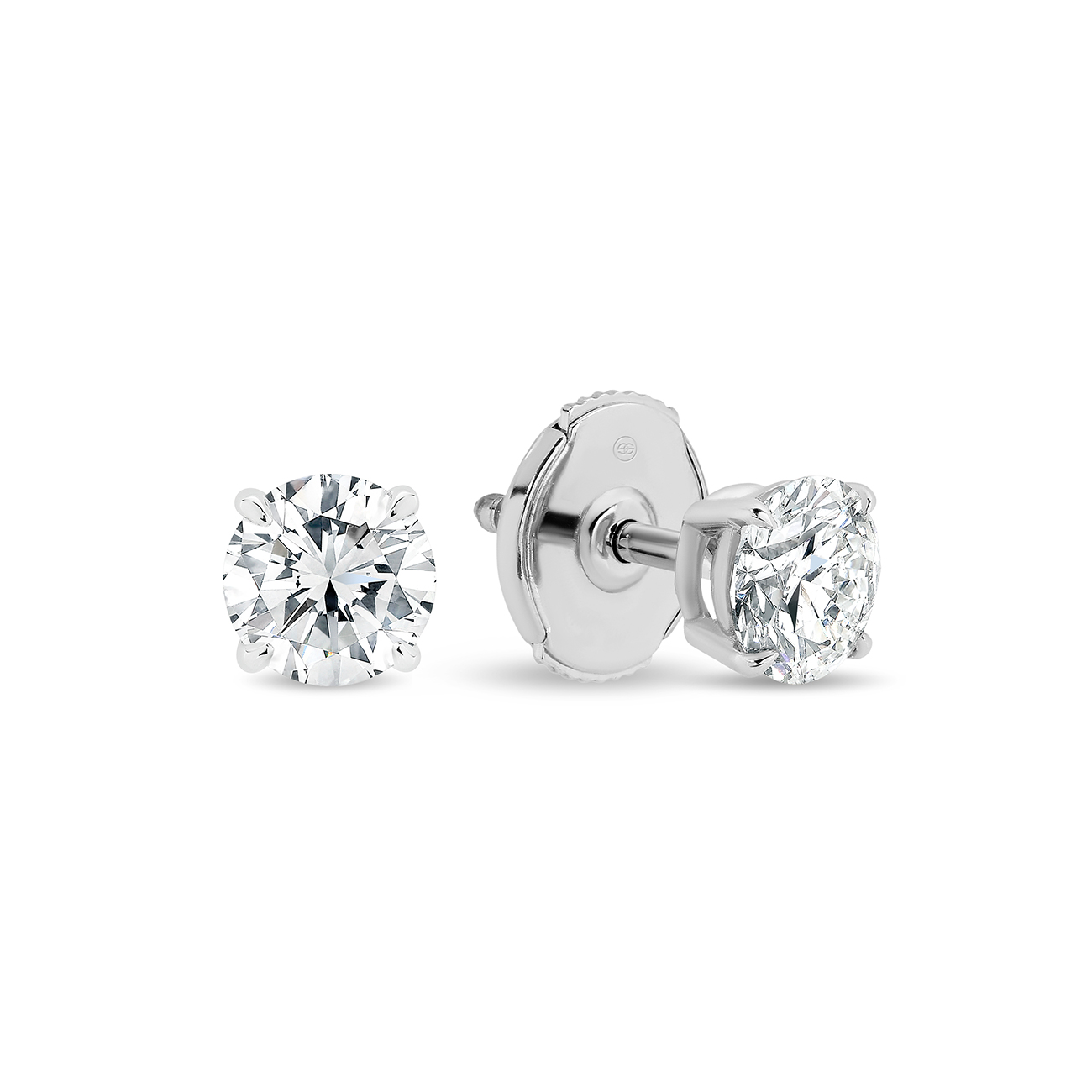 Classic Diamond Studs in 18K White Gold