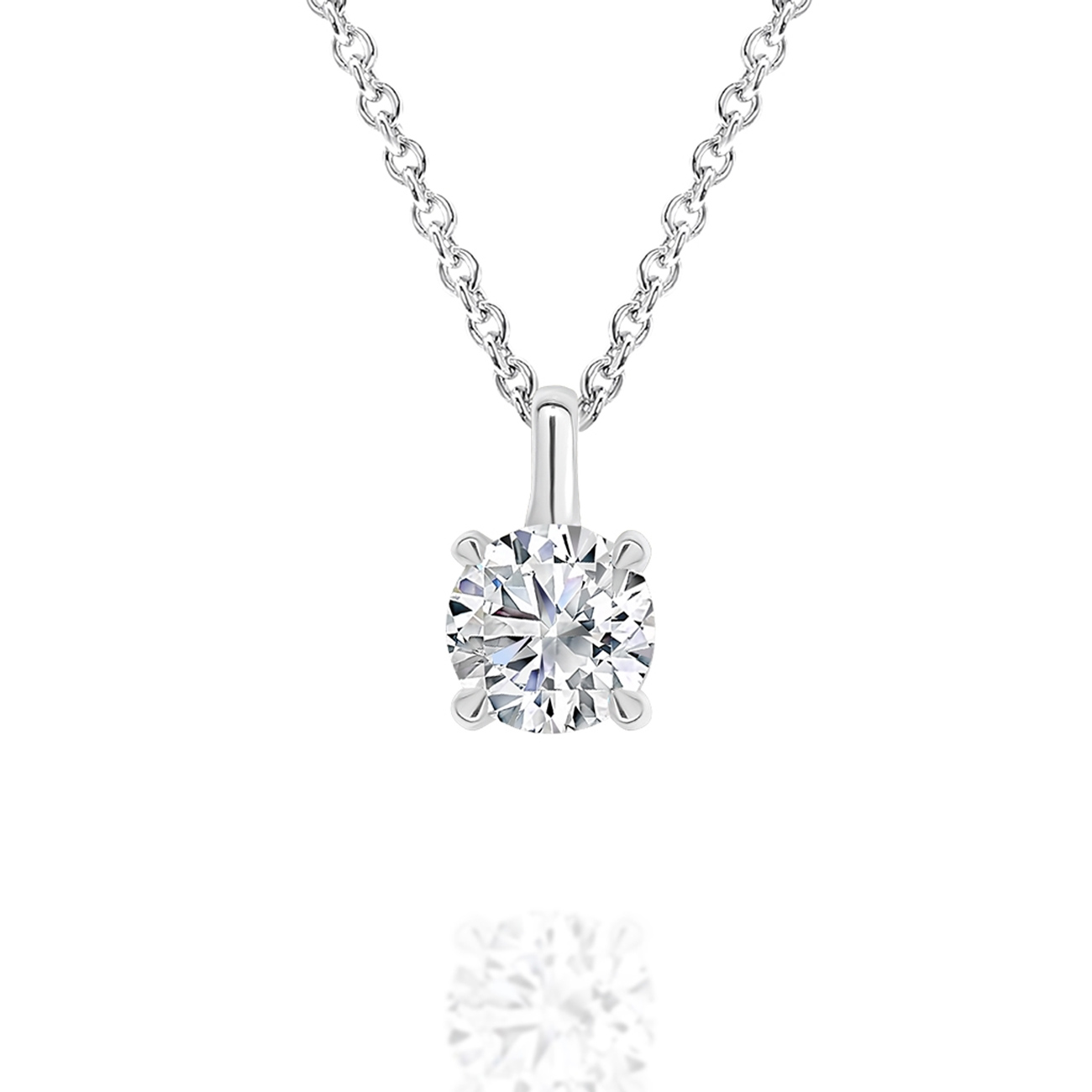 Classic Solitaire Diamond Pendant in White Gold 0.50ct