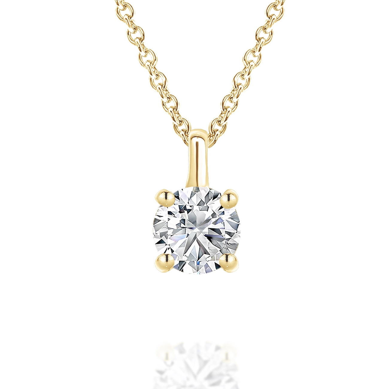 Classic Solitaire Diamond Pendant in 18K Yellow Gold