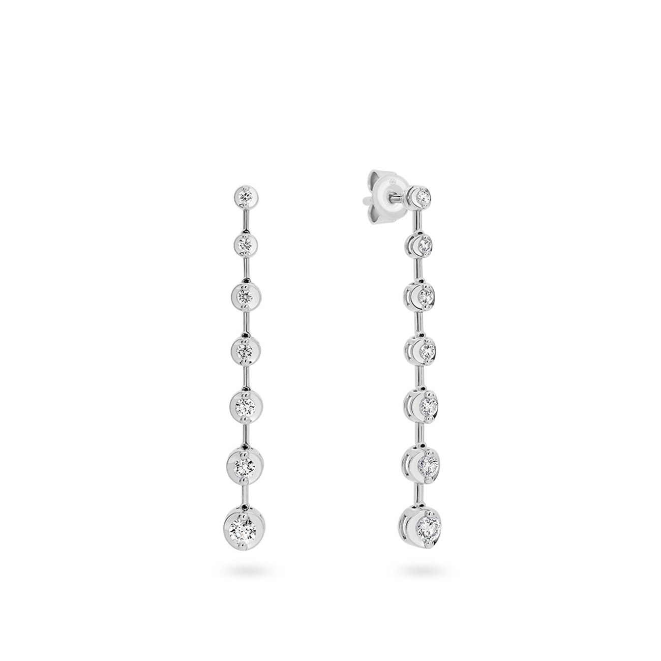 Classic Graduated Diamond Drop Earrings in White Gold