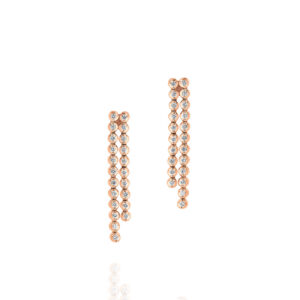 Two Row Diamond Drop Earrings in 18K Rose Gold