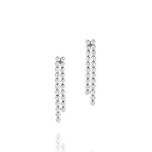 Two Row Diamond Drop Earrings in 18K White Gold