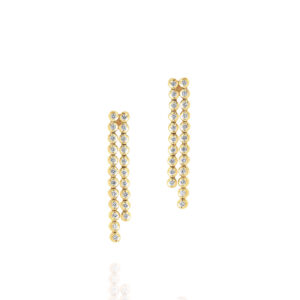 Two Row Diamond Drop Earrings in 18K Yellow Gold