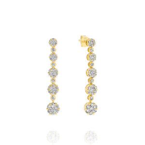 Graduated Diamond Cluster Drop Earrings in 18K Yellow Gold