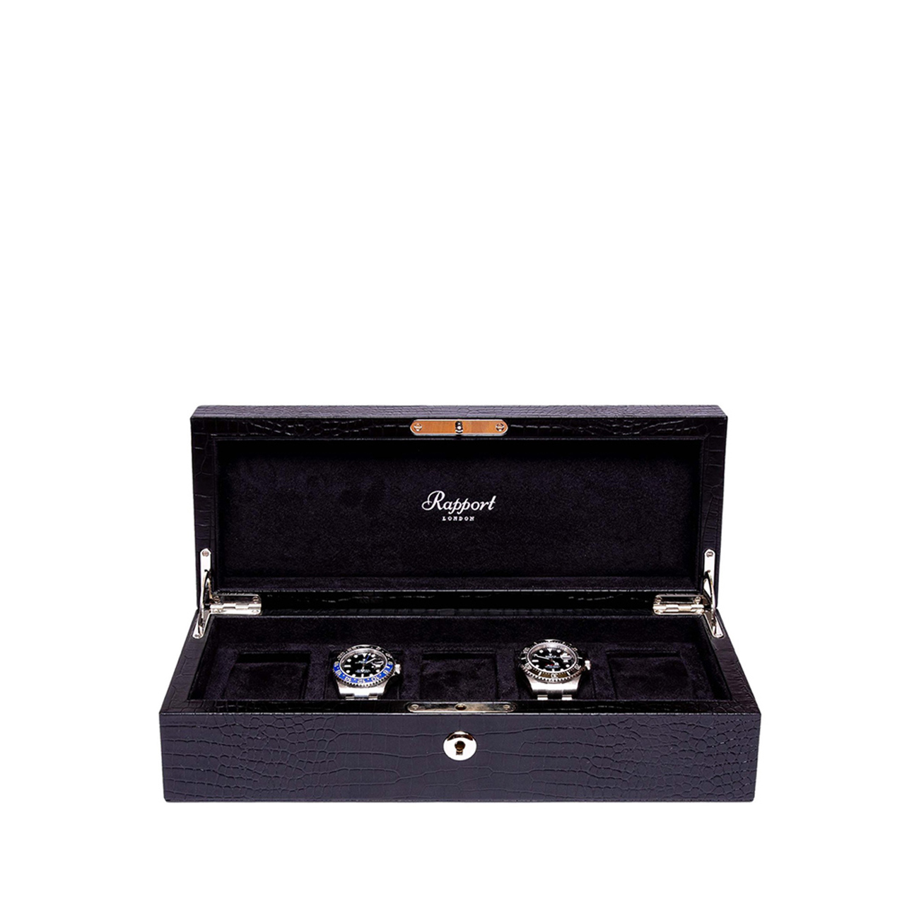 Rapport Brompton Quintuple Watch Box In Black Leather Gregory Jewellers