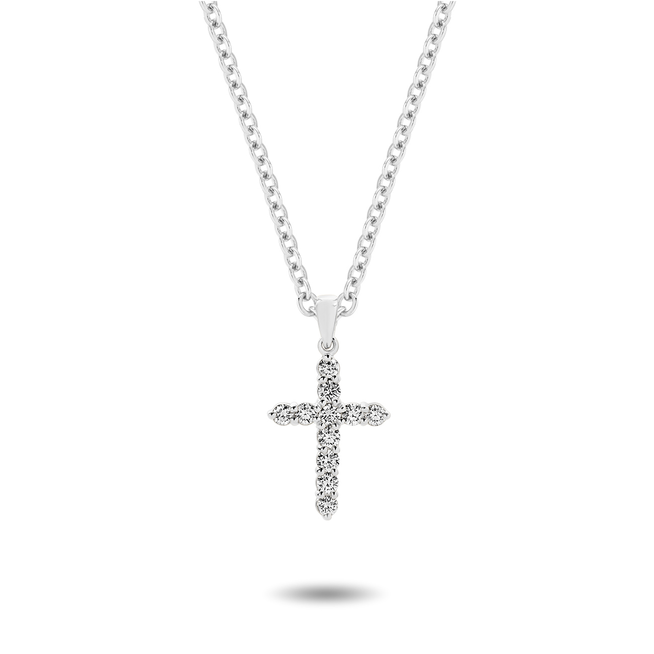 18K White Gold Claw Set Diamond Cross Pendant &#8211; Large