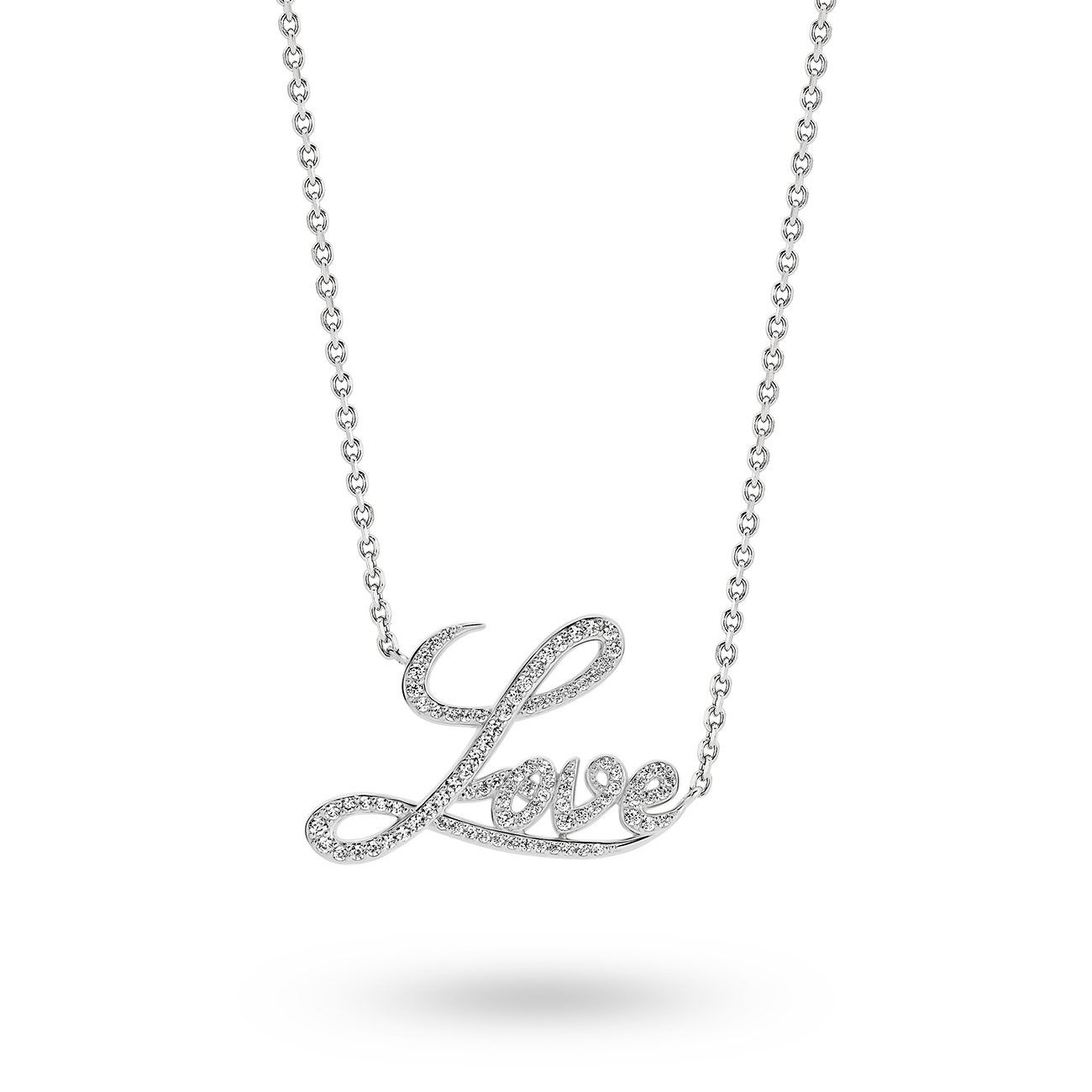 Cubic Zirconia Silver Love Necklace