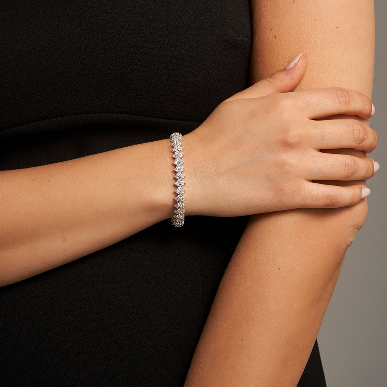 Cubic Zirconia Silver Cluster Gabriella Bracelet