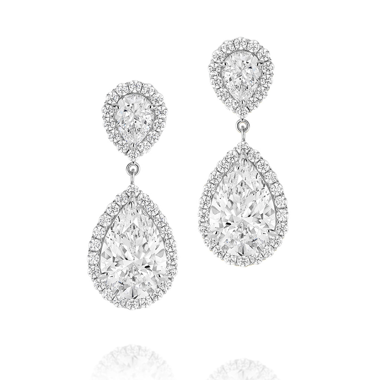 Cubic Zirconia Silver Twin Halo Anastasia Earrings