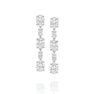 Cubic Zirconia Silver Oval Drop Charlize Earrings