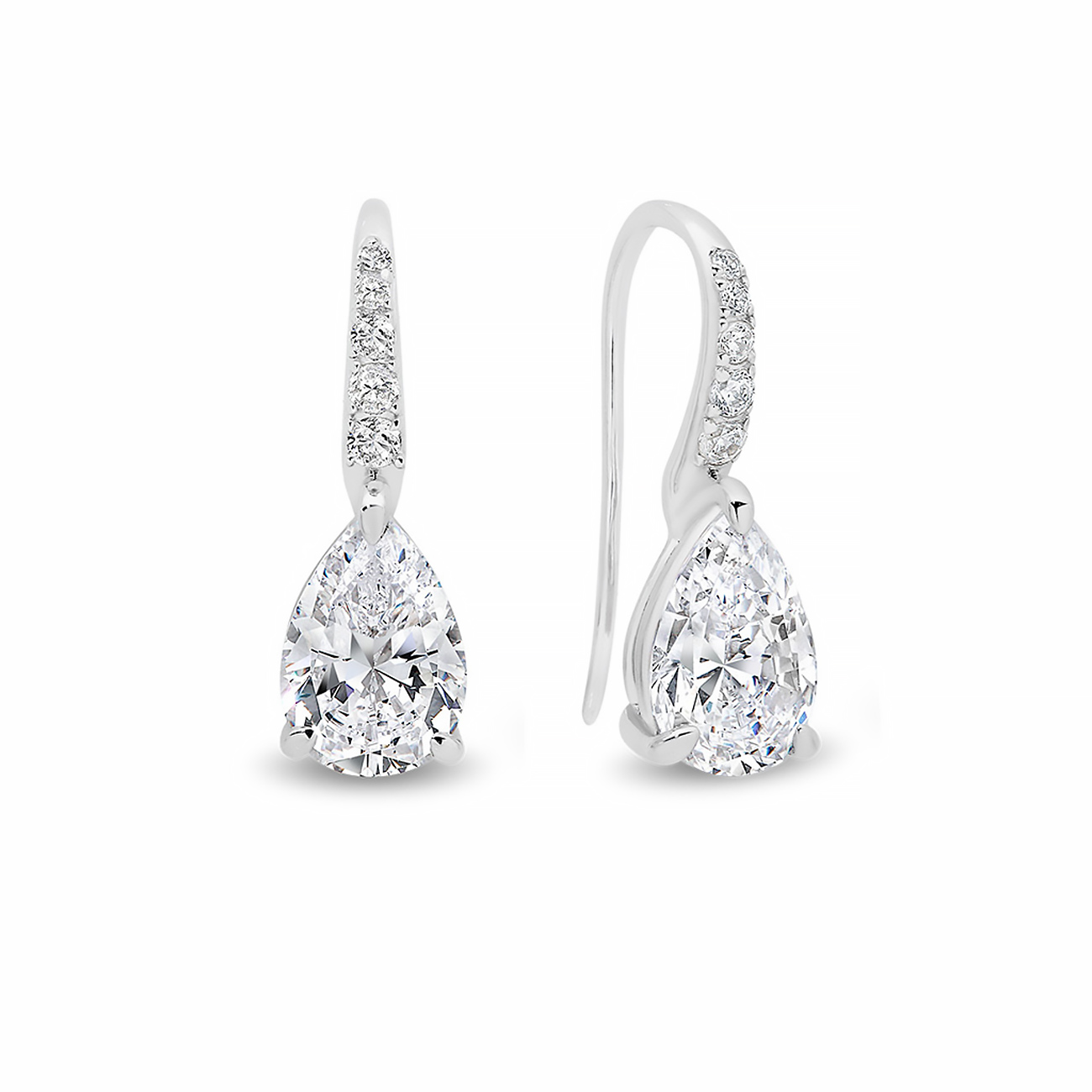 Cubic Zirconia Silver Pear Valentina Earrings