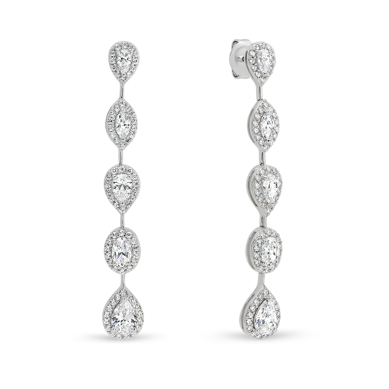 Crystal Cubic Zirconia Fancy Halo Drop Earrings