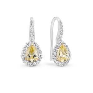Yellow & White Cubic Zirconia Silver Halo Joelle Earrings
