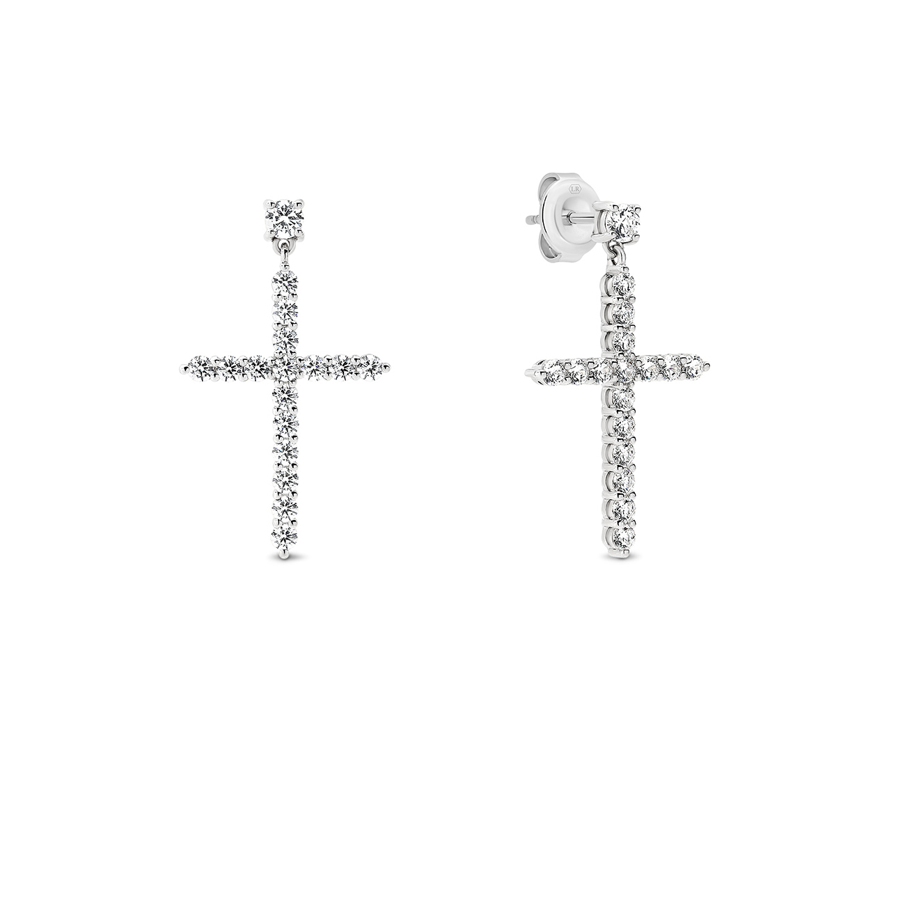 Cubic Zirconia Silver Medium Cross Esther Earrings