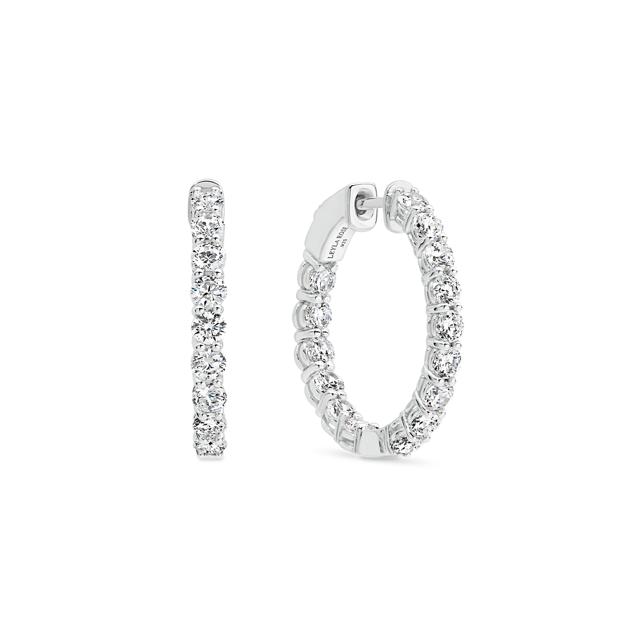 Cubic Zirconia Silver Medium Hoop Kylie Earrings